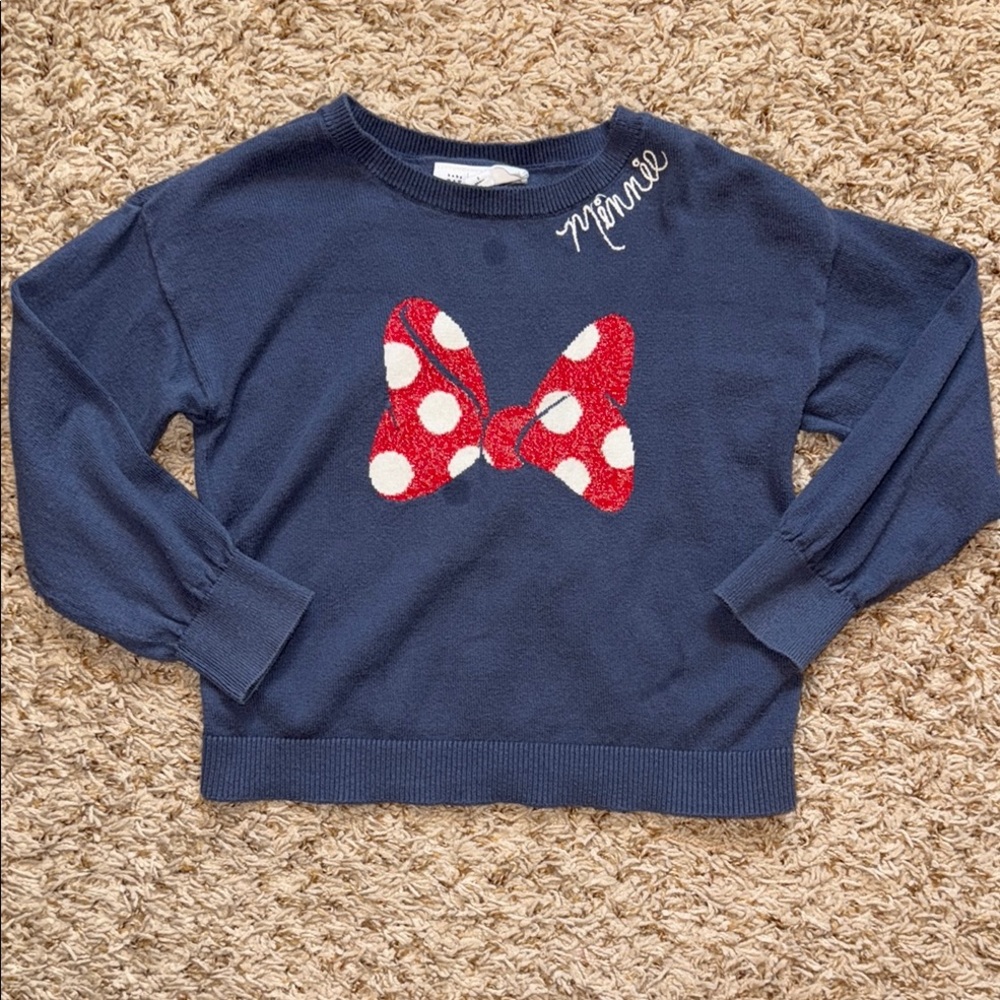 Size 5 girls Minnie Mouse bow sweater from Baby Gap.